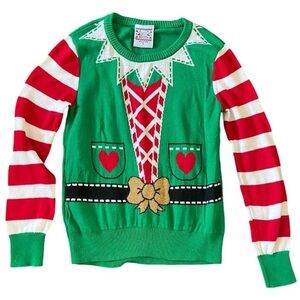 Green & red elf sweater #uglychristmas
Children's small. measurements in pics